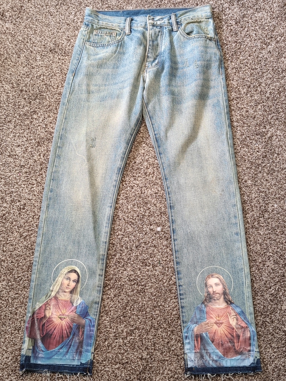 MNML D241 "Jesus & Mary" Straight Denim Jeans - Size 30
